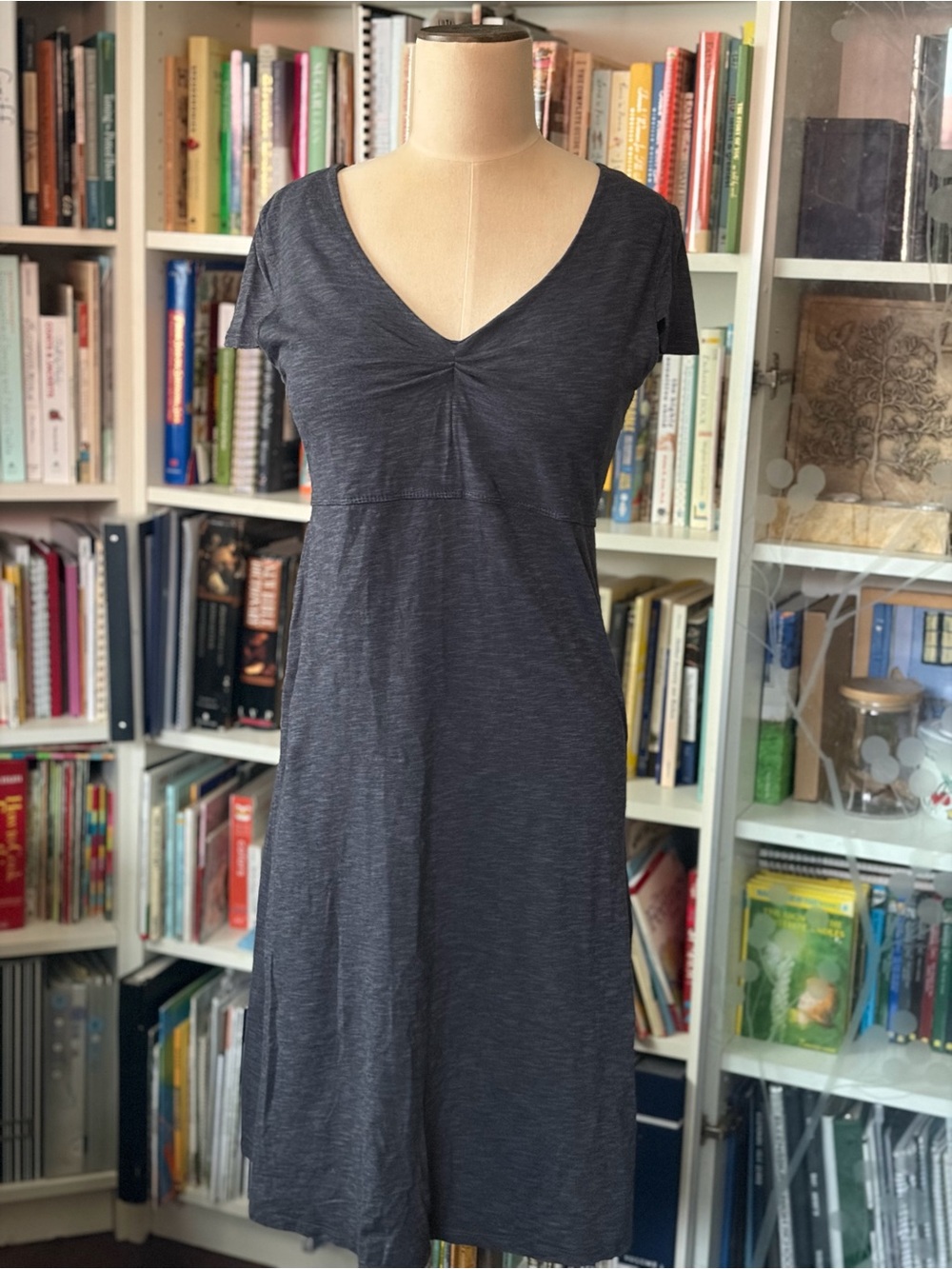 Blue stretch knit dress